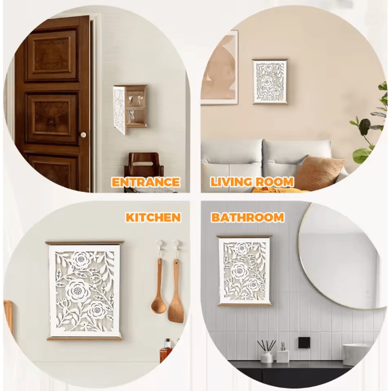 Wood Key Box Decorative Wall Key Holder With Hooks For Entryway 2