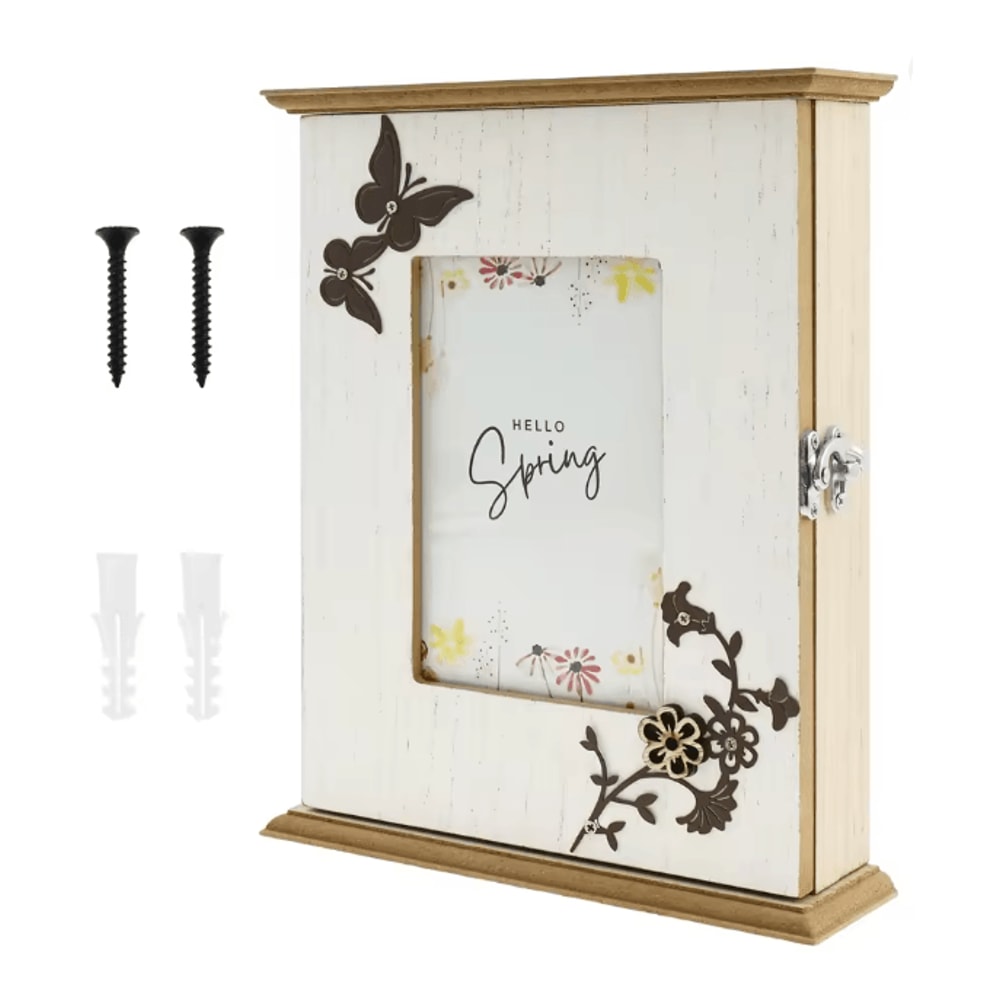 Wood Key Box Decorative Wall Key Holder With Hooks For Entryway 5