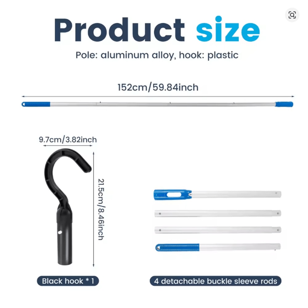 Robotic Pool Cleaner Retrieval Hook Detachable Pole Accessory 4