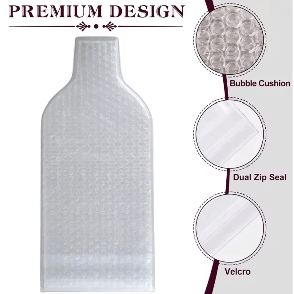 Reusable Wine Bottle Travel Protector Bags With Bubble Liner Set 1