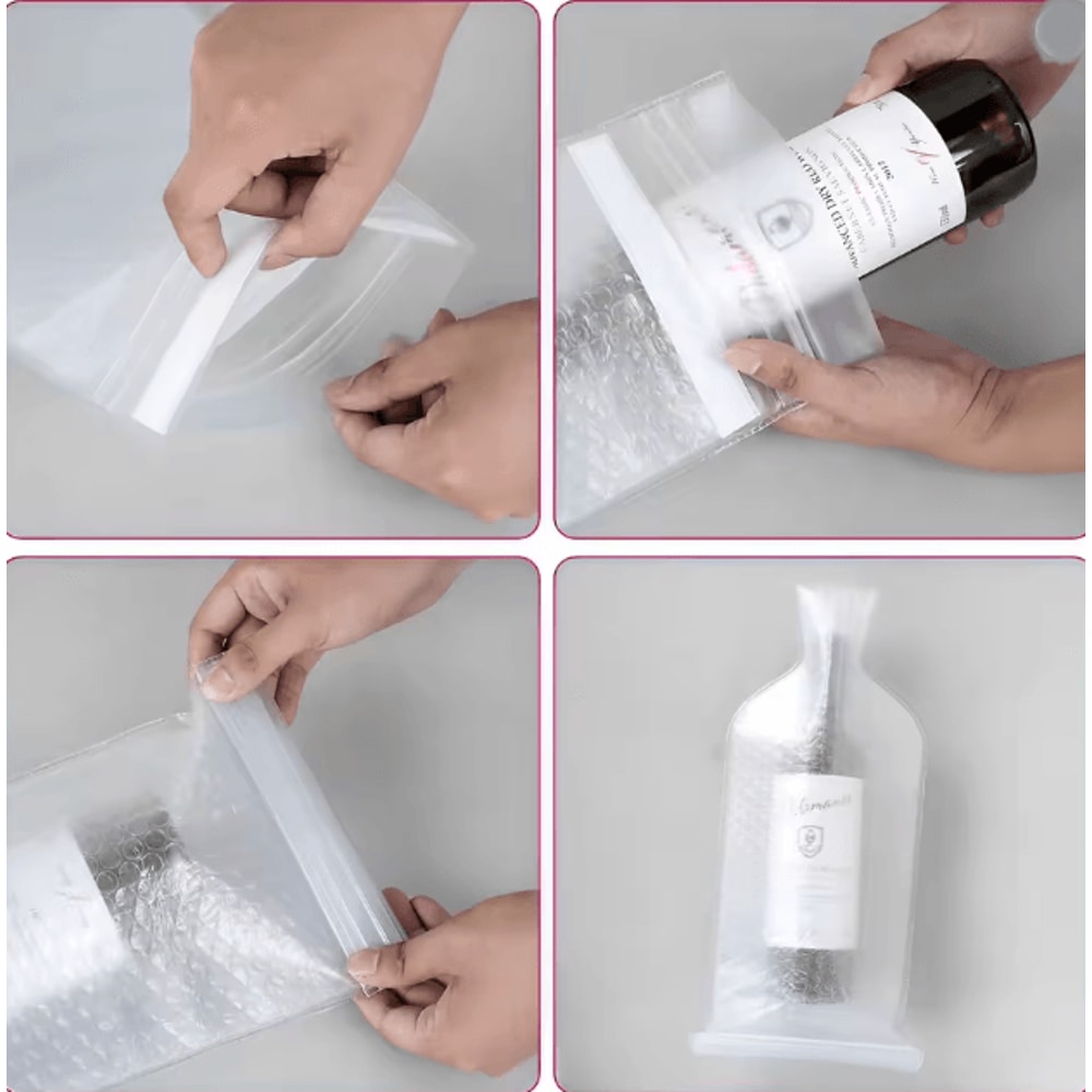 Reusable Wine Bottle Travel Protector Bags With Bubble Liner Set 2