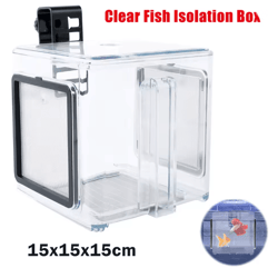 clear aquarium breeder box fish isolation hatchery with mesh lid