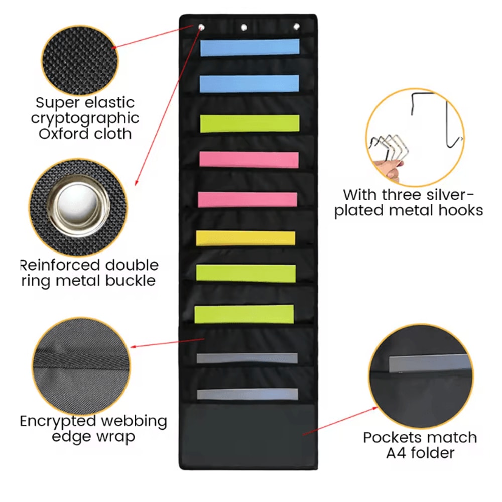 Over The Door Hanging File Folder Organizer Wall Mounted Paper Storage 2