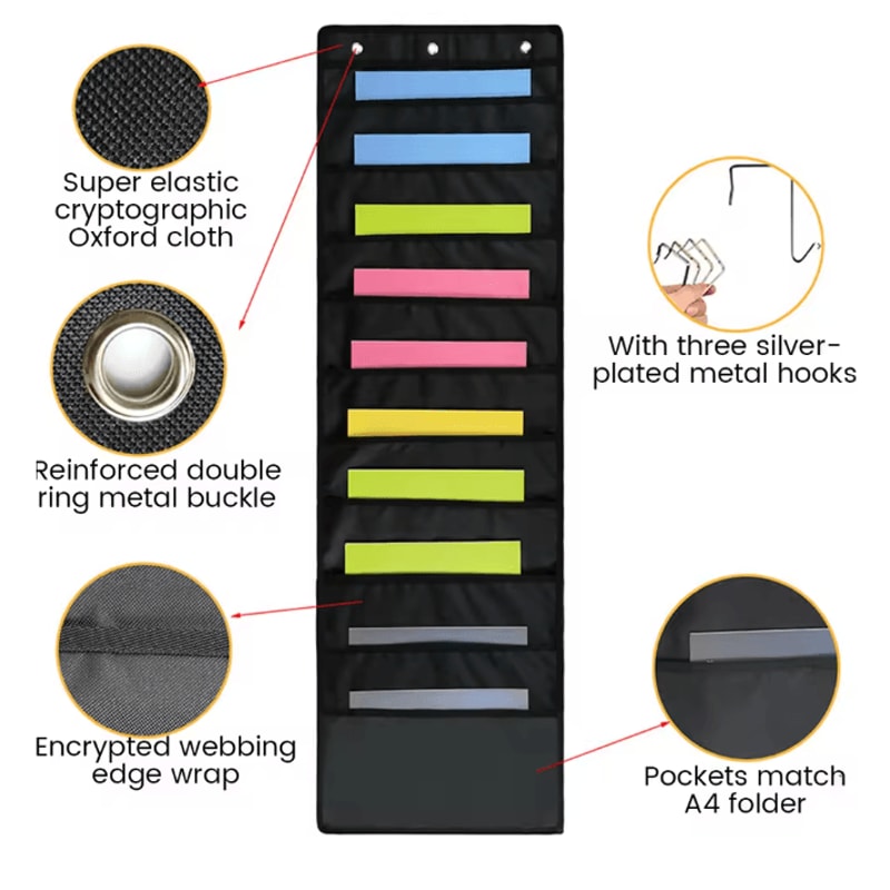 Over The Door Hanging File Folder Organizer Wall Mounted Paper Storage 2