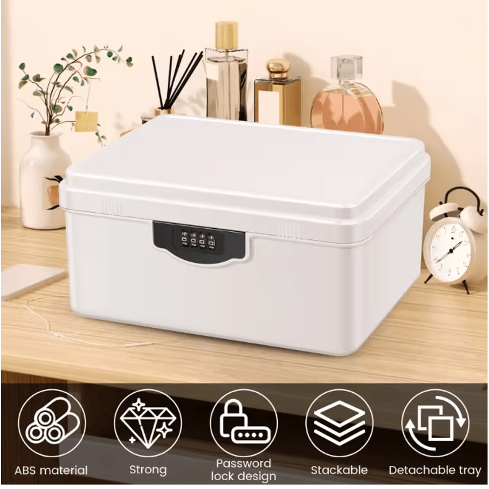 Portable Digital Password Lock Safe Box Secure Storage Organizer With Tray 2