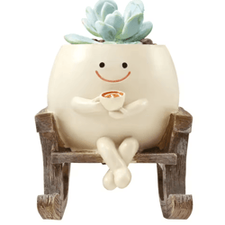 smile face planter rocking chair plant pot decorative indoor flower pot