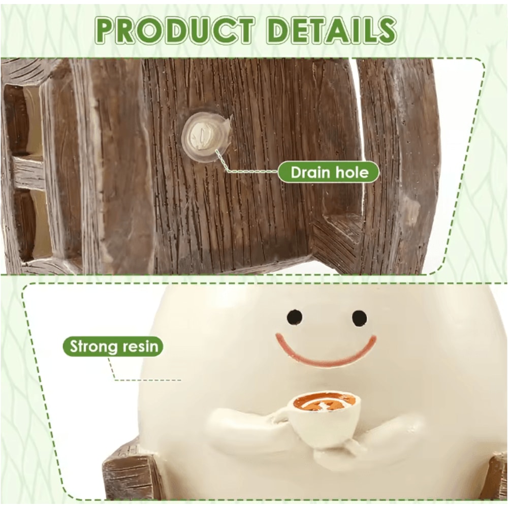 Smile Face Planter Rocking Chair Plant Pot Decorative Indoor Flower Pot 3