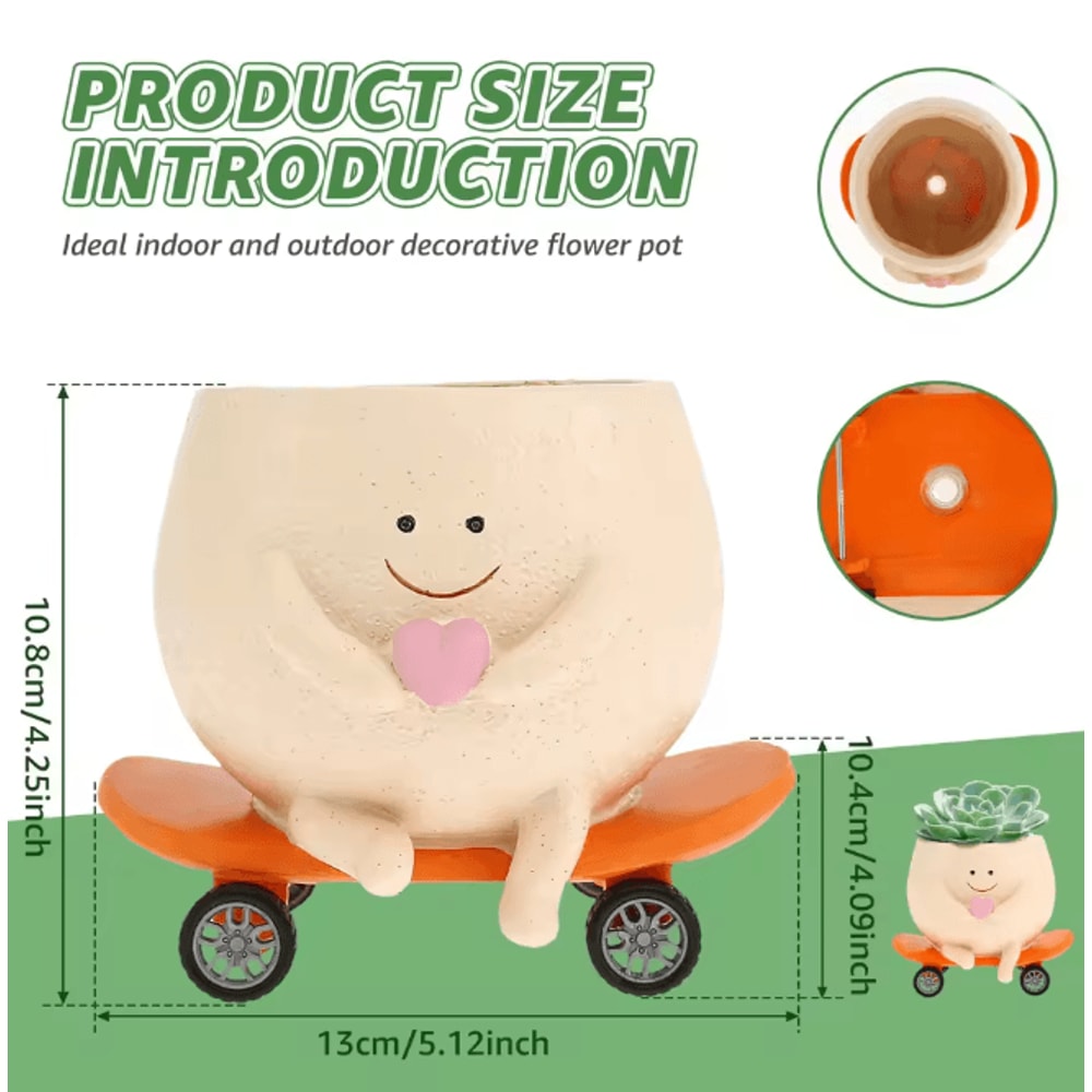 Smile Face Planter Rocking Chair Plant Pot Decorative Indoor Flower Pot 4