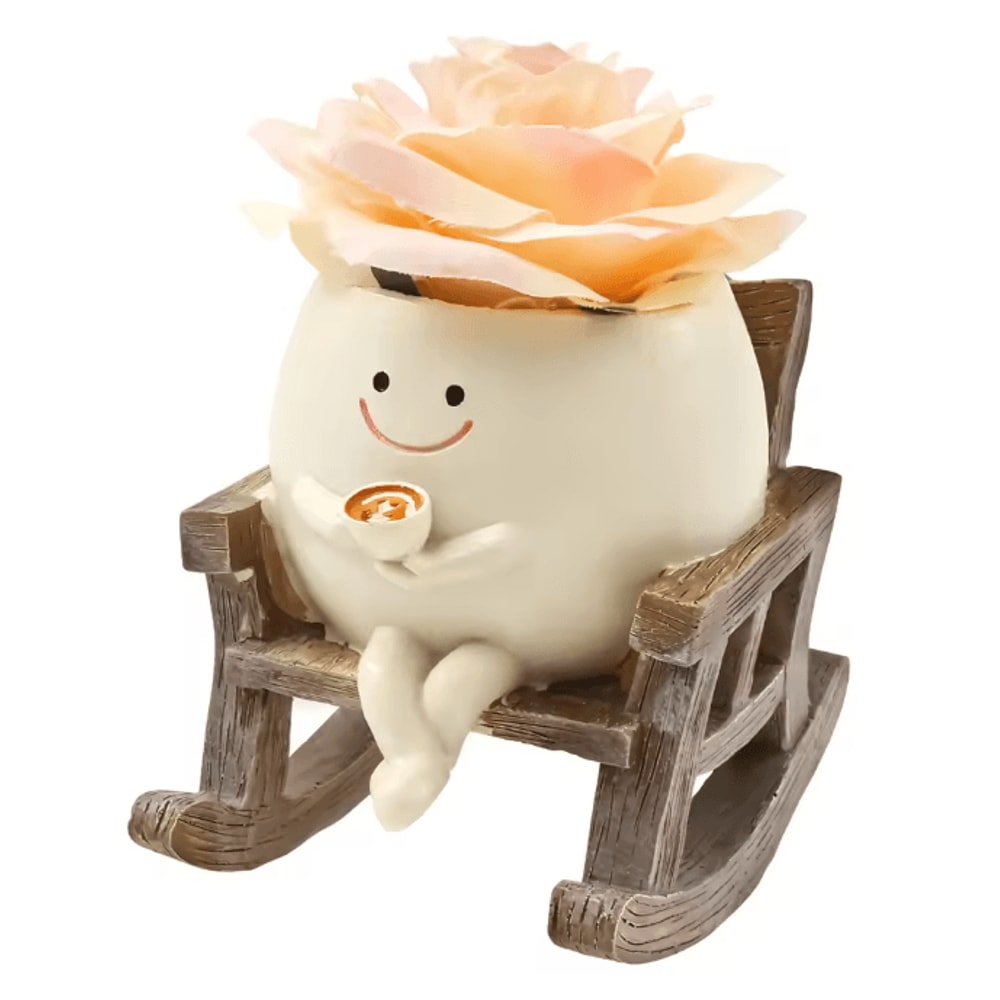 Smile Face Planter Rocking Chair Plant Pot Decorative Indoor Flower Pot 5
