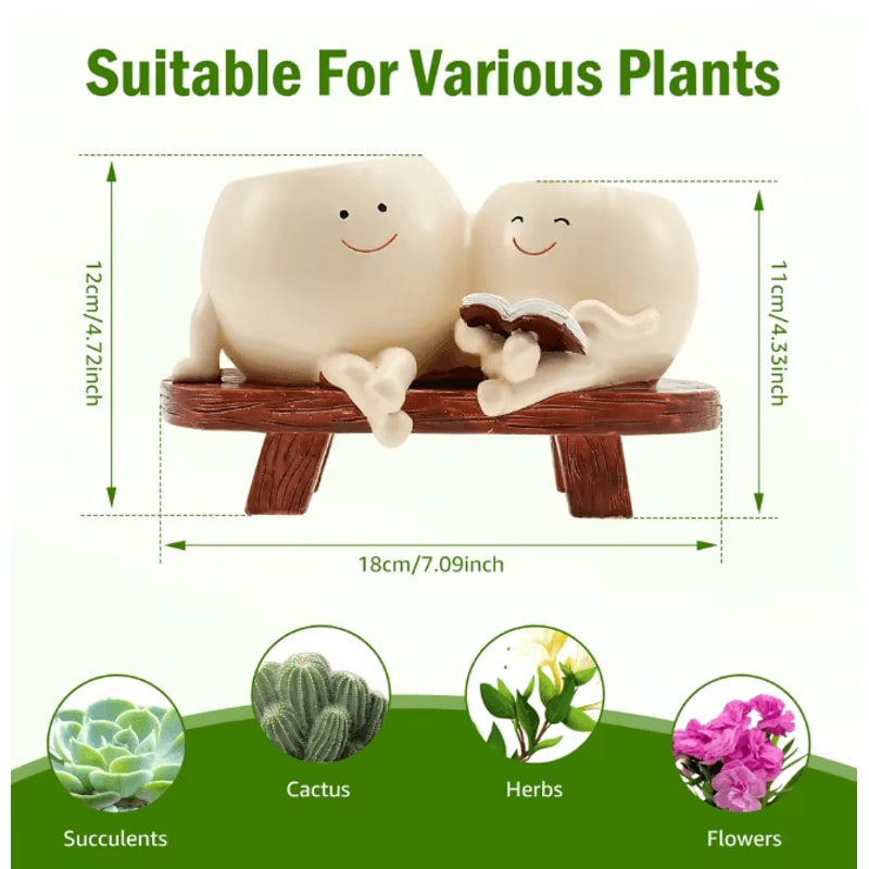 Smile Face Planter Rocking Chair Plant Pot Decorative Indoor Flower Pot 8