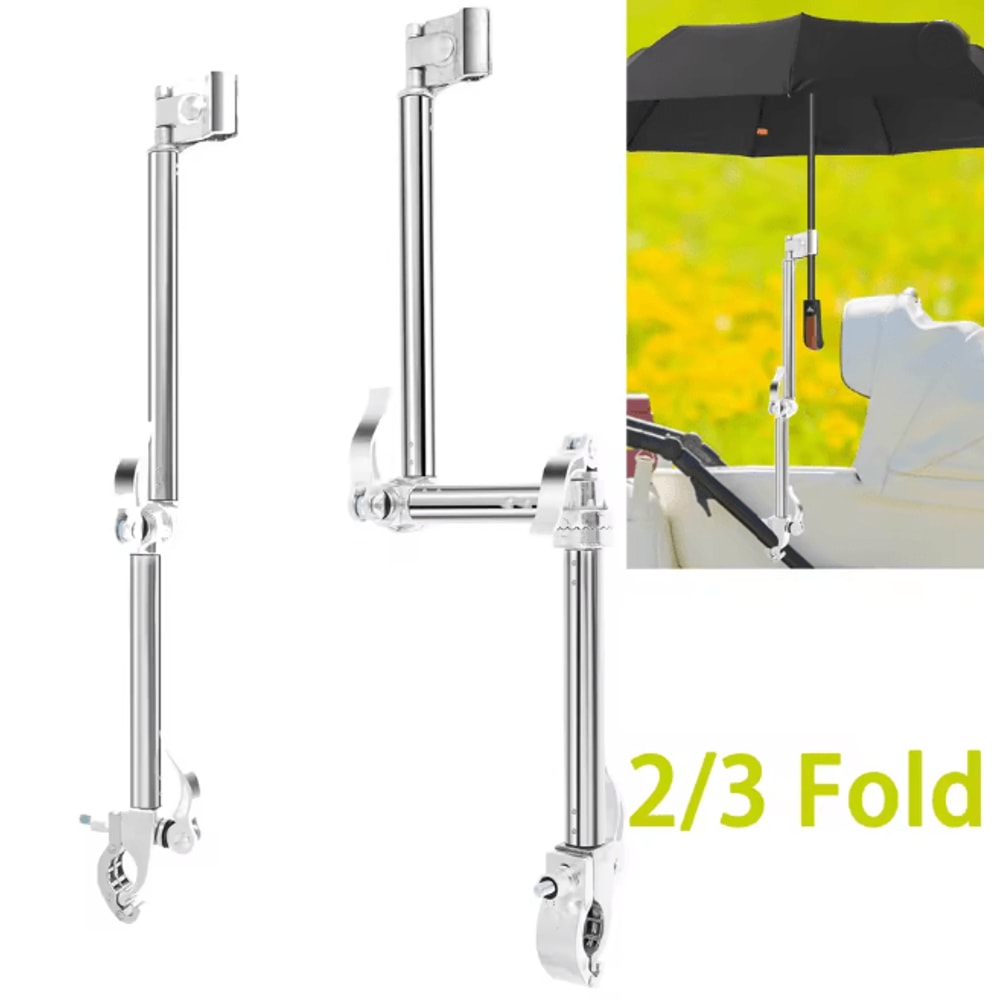 Adjustable Stroller Umbrella Mount Holder Stainless Steel Clip Stand 0