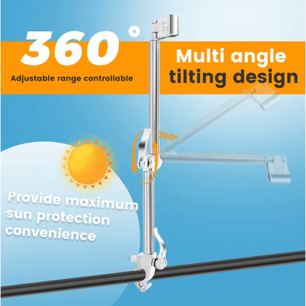 Adjustable Stroller Umbrella Mount Holder Stainless Steel Clip Stand 2