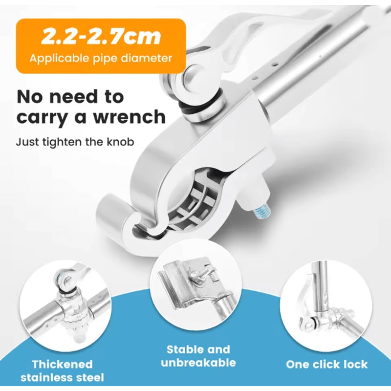 Adjustable Stroller Umbrella Mount Holder Stainless Steel Clip Stand 3