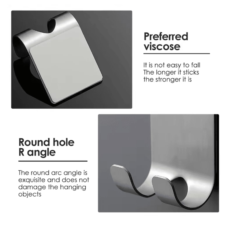 Stainless Steel Razor Holder Hooks No Drill Shaver Storage Set Of 6 3