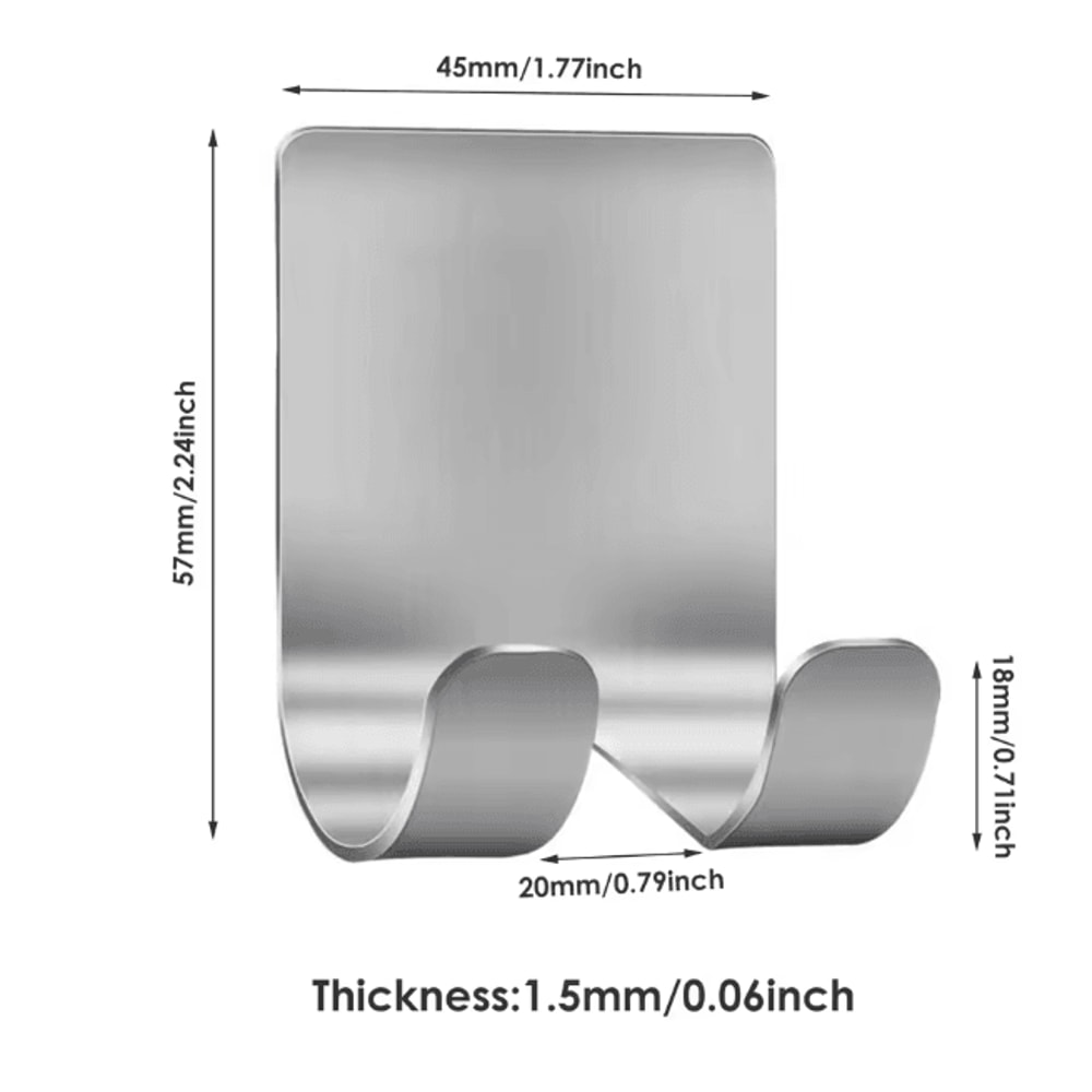 Stainless Steel Razor Holder Hooks No Drill Shaver Storage Set Of 6 4