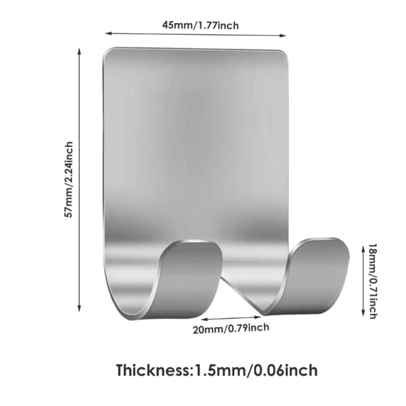 Stainless Steel Razor Holder Hooks No Drill Shaver Storage Set Of 6 4