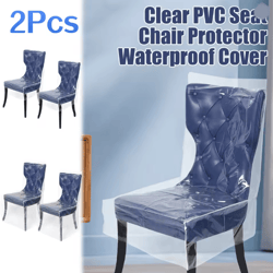 clear waterproof dining chair seat covers plastic chair protectors set of 2