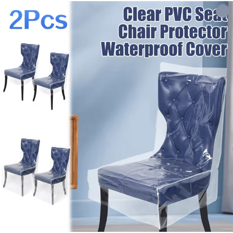 Clear Waterproof Dining Chair Seat Covers Plastic Chair Protectors Set Of 2 0
