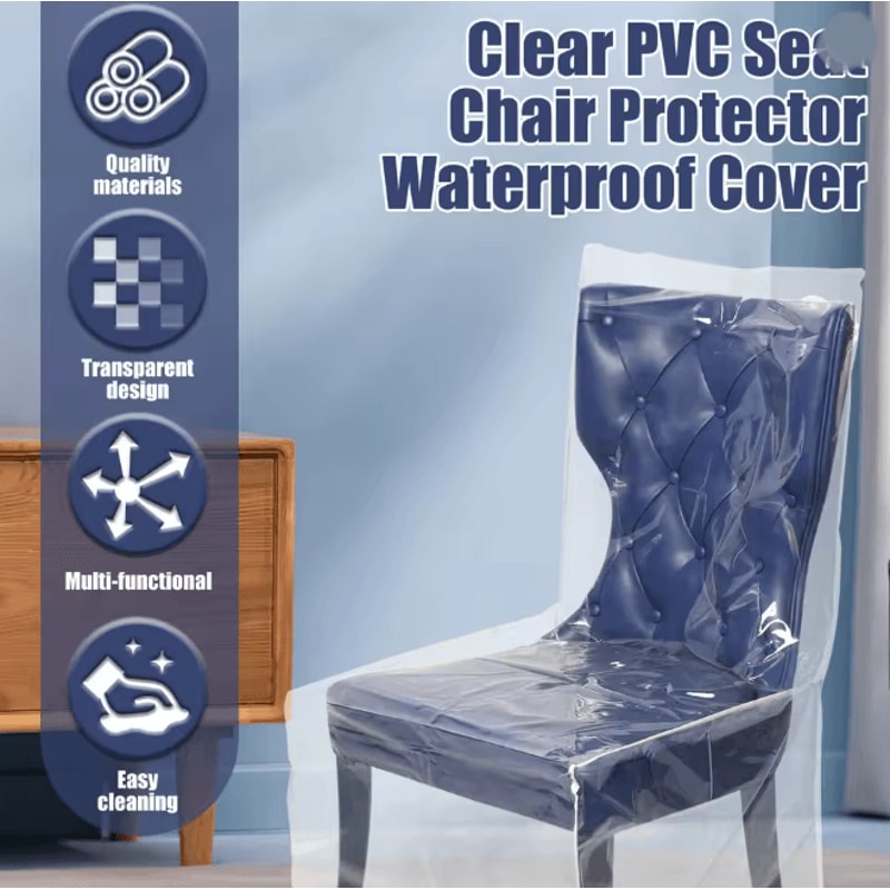 Clear Waterproof Dining Chair Seat Covers Plastic Chair Protectors Set Of 2 3