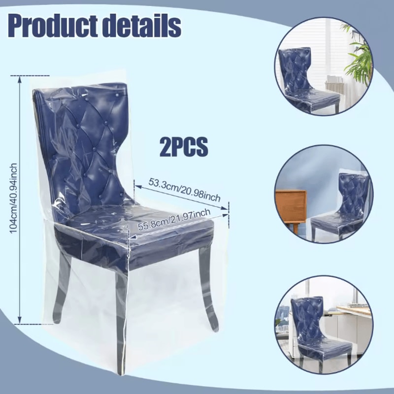 Clear Waterproof Dining Chair Seat Covers Plastic Chair Protectors Set Of 2 5