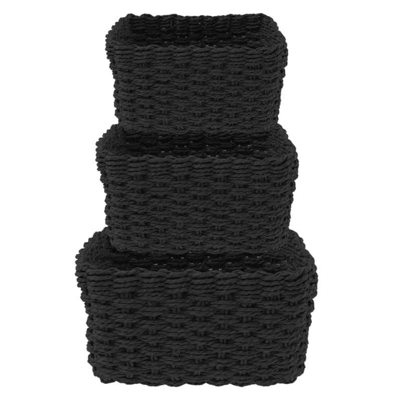 Grass Woven Storage Baskets Set Decorative Multipurpose Organizer Bins Set Of 3 4