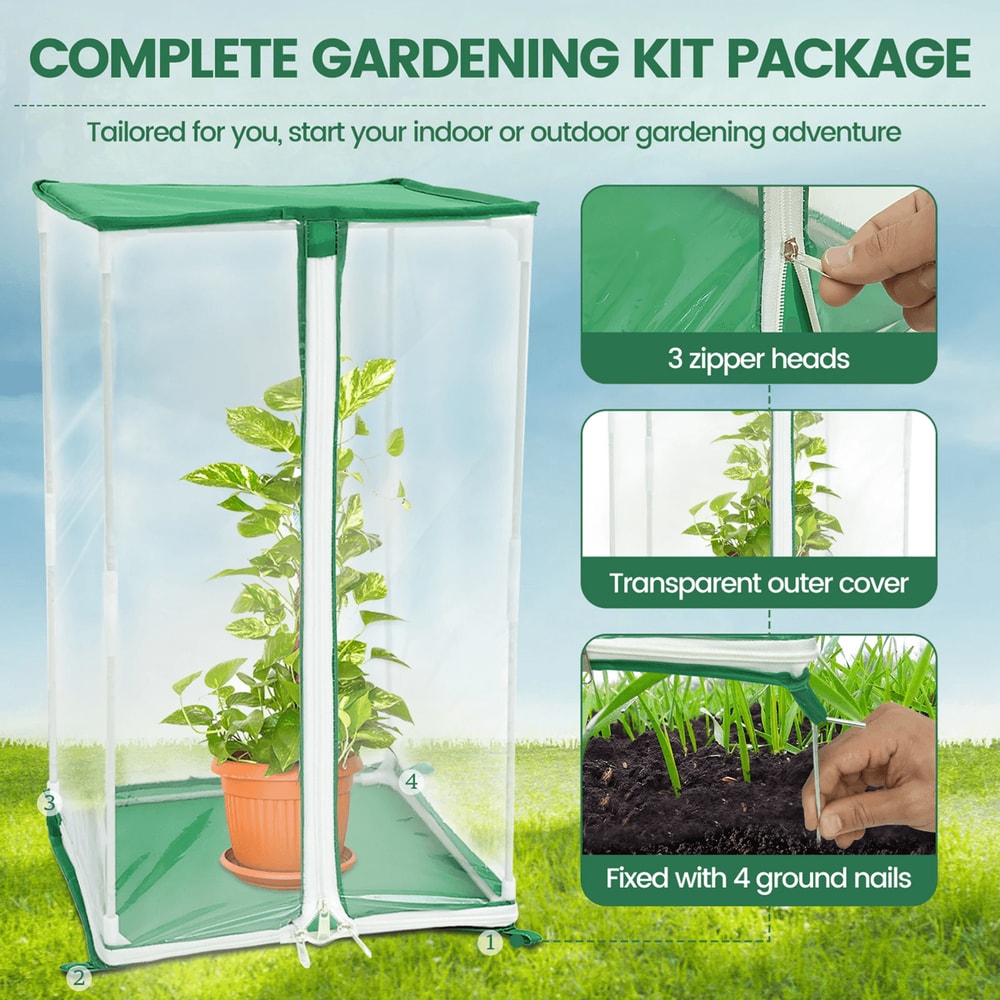 Portable Mini Greenhouse PVC Plant Cover With Stakes For Outdoor Gardening 2