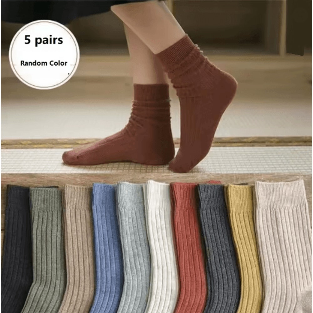 Colorful Striped Womens Crew Socks Soft Breathable Everyday Comfort Pack 3