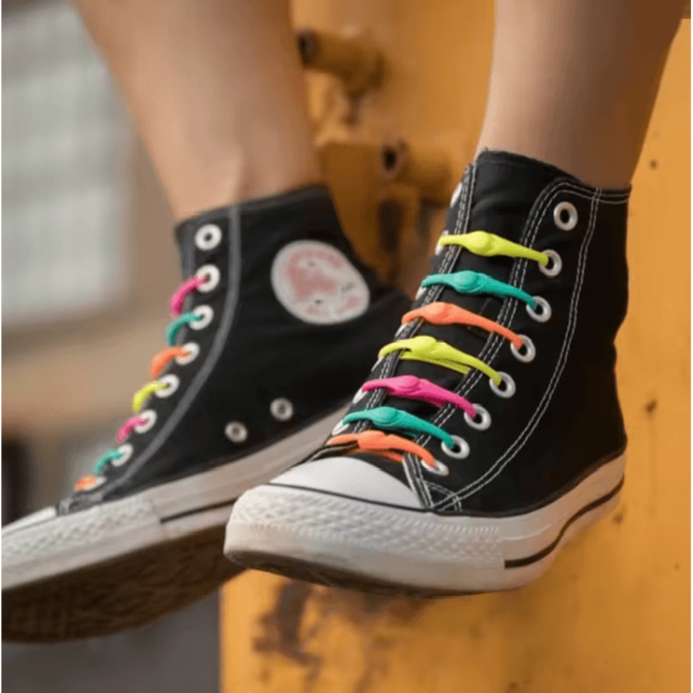 Stretch Silicone No Tie Shoelaces Elastic Shoe Laces Set Of 12 3