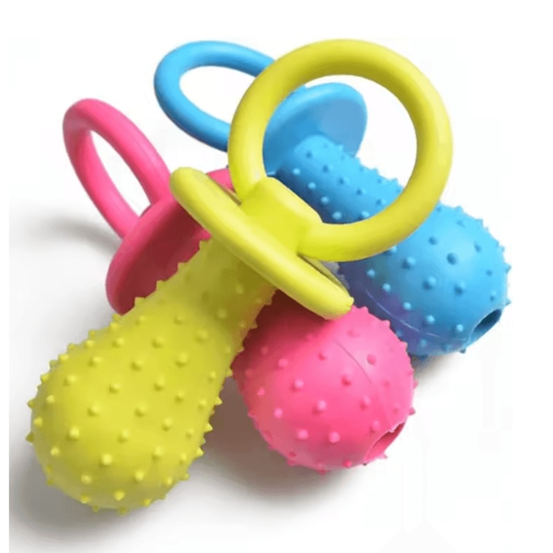 Rubber Pacifier Dog Chew Toy Interactive Teeth Cleaning Soother 0