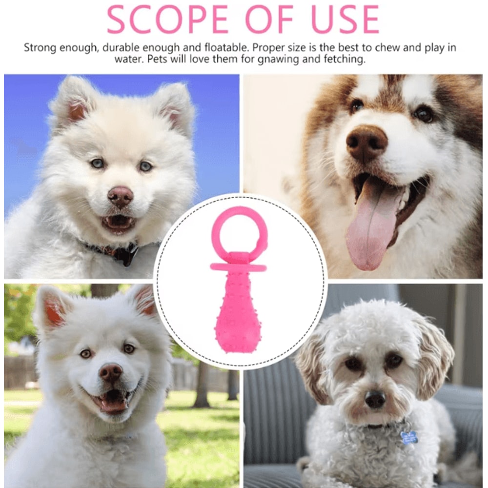 Rubber Pacifier Dog Chew Toy Interactive Teeth Cleaning Soother 1