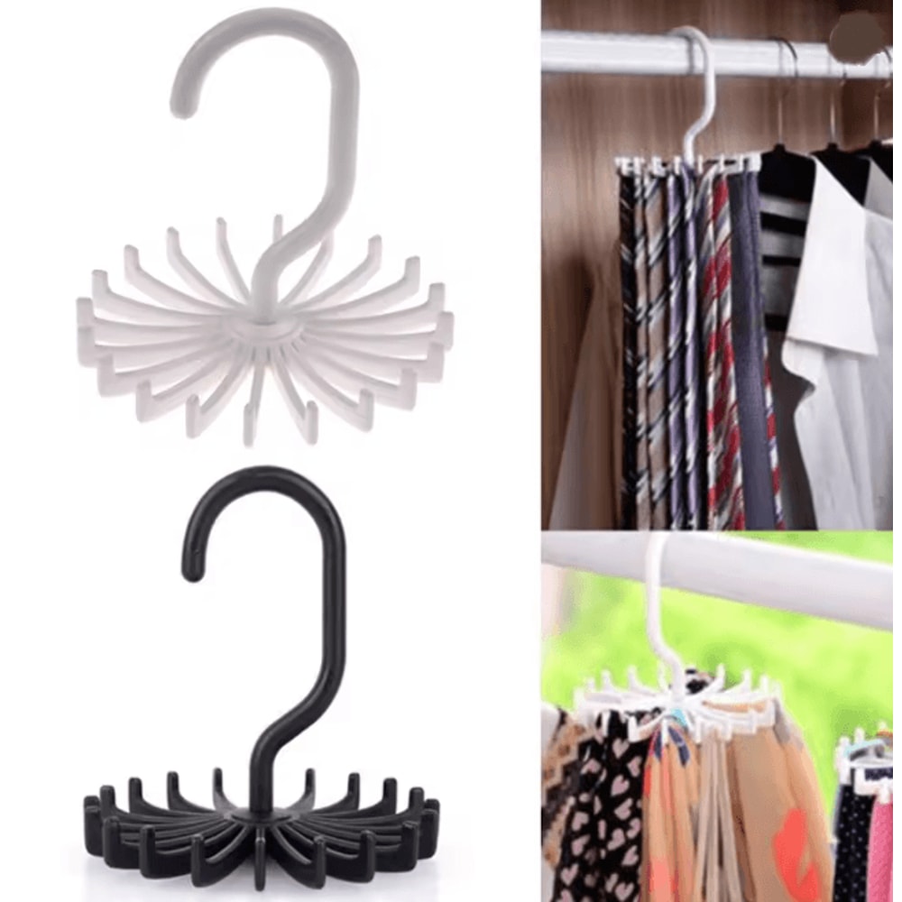 360 Degree Rotating Scarf Tie Belt Organizer Hanger With 20 Hooks 0