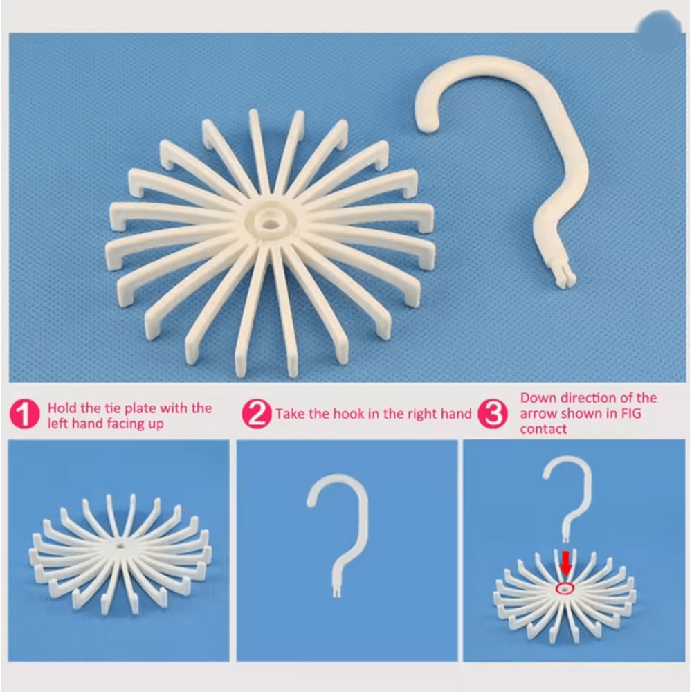 360 Degree Rotating Scarf Tie Belt Organizer Hanger With 20 Hooks 2