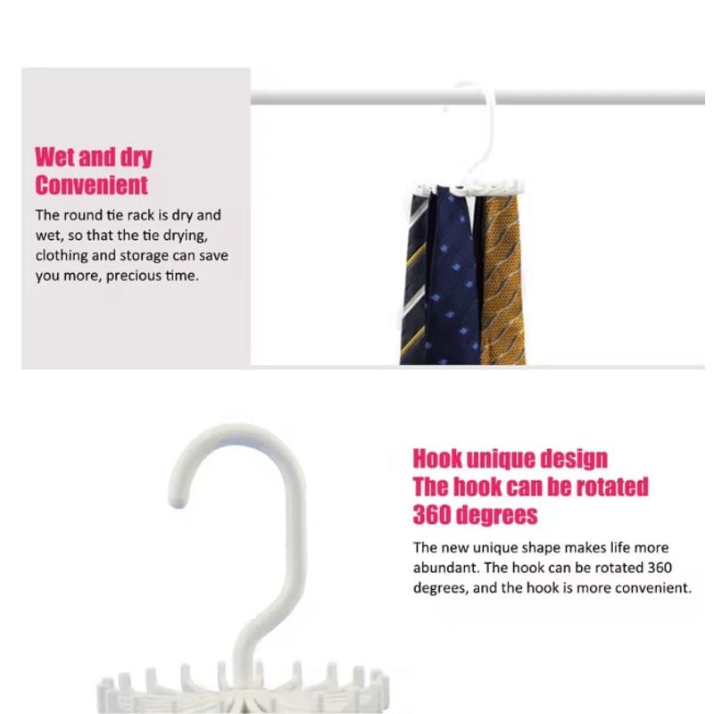 360 Degree Rotating Scarf Tie Belt Organizer Hanger With 20 Hooks 3