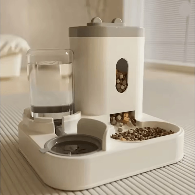 Automatic Pet Feeder With Water Fountain Large Capacity Food Dispenser 0