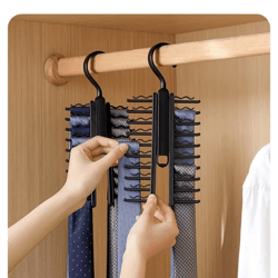 360 rotating tie hanger organizer with non slip clips