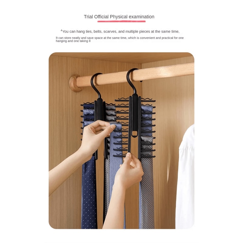 360 Rotating Tie Hanger Organizer With Non Slip Clips 0