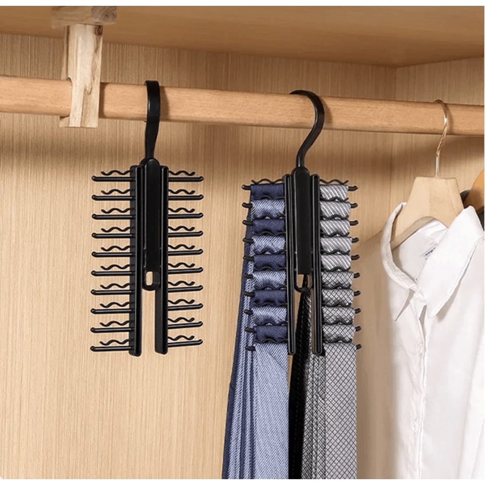 360 Rotating Tie Hanger Organizer With Non Slip Clips 1