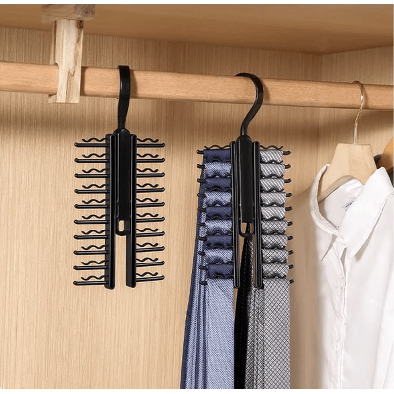360 Rotating Tie Hanger Organizer With Non Slip Clips 1