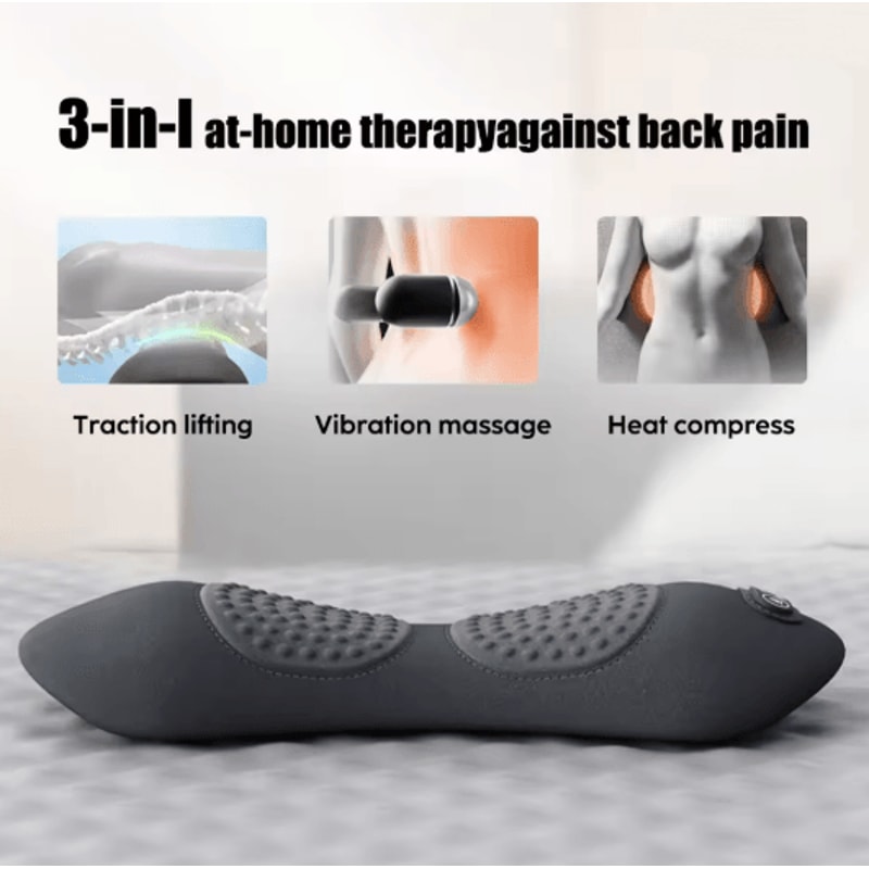 Heated Electric Lumbar Support Pillow With Vibration And Adjustable Height 4