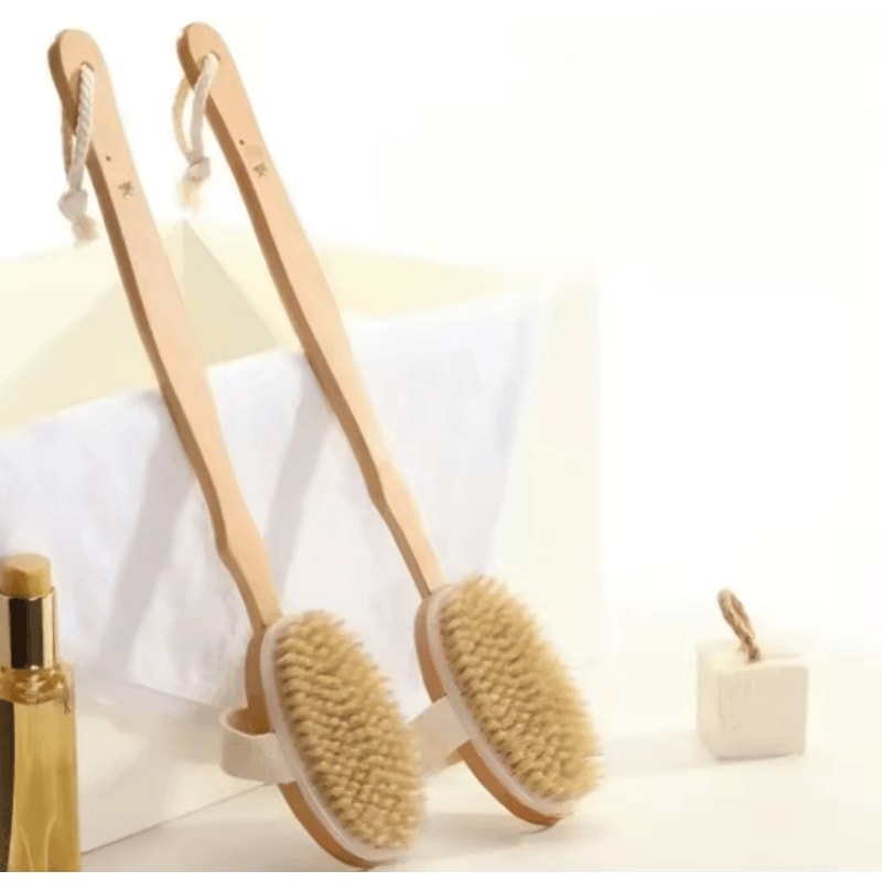 Natural Bristle Back Scrubber With Wooden Handle For Deep Exfoliation 3