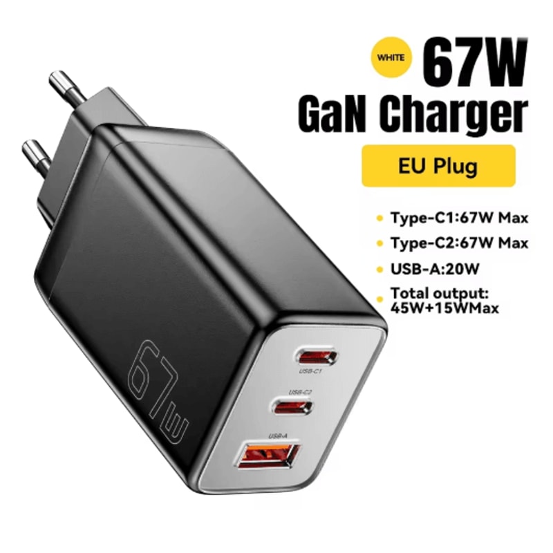 Essager 67W GaN USB C Fast Charger With Dual USB Ports 3
