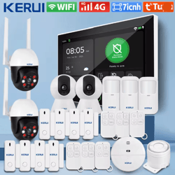 kerui smart home security alarm system wireless 4g wifi with touch screen panel