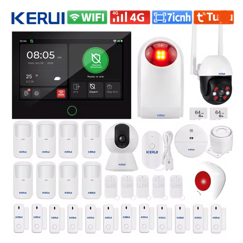 KERUI Smart Home Security Alarm System Wireless 4G WIFI With Touch Screen Panel 4