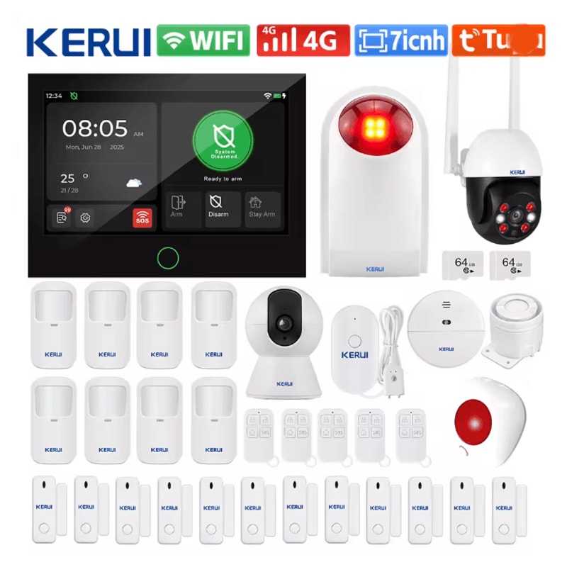 KERUI Smart Home Security Alarm System Wireless 4G WIFI With Touch Screen Panel 4