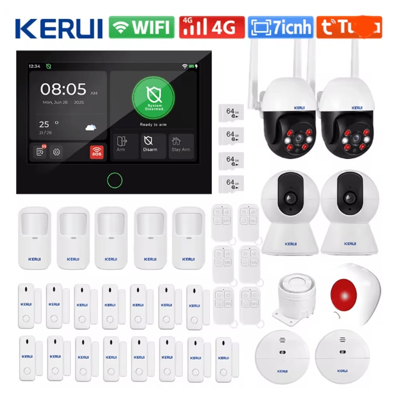 KERUI Smart Home Security Alarm System Wireless 4G WIFI With Touch Screen Panel 5