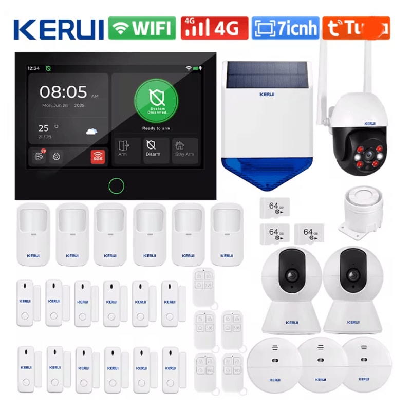 KERUI Smart Home Security Alarm System Wireless 4G WIFI With Touch Screen Panel 6
