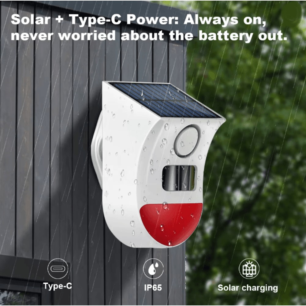 Solar Outdoor PIR Motion Alarm Siren WIFI Smart Security With App Control 1