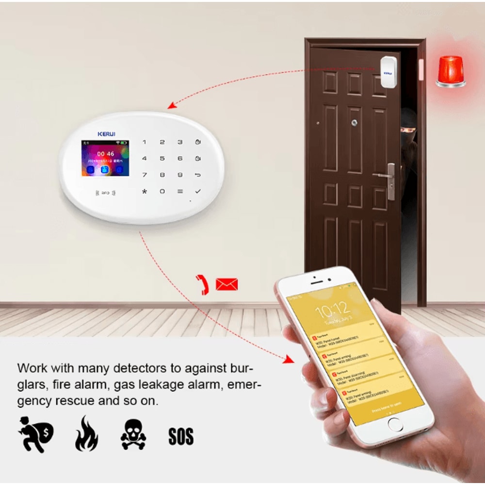 KERUI Smart Home Alarm System Wireless WIFI GSM With Motion Sensors 1