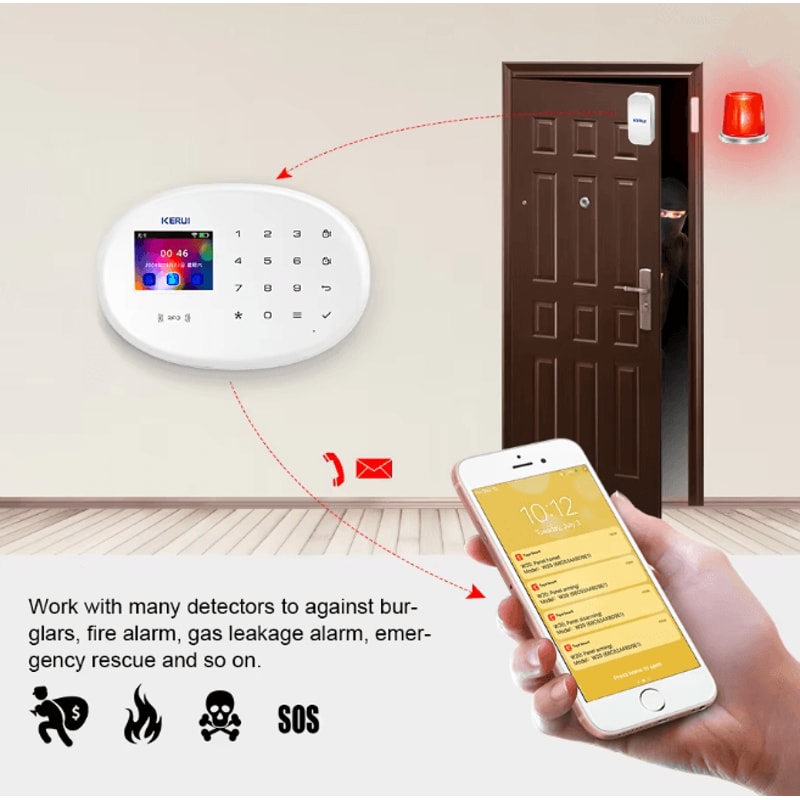 KERUI Smart Home Alarm System Wireless WIFI GSM With Motion Sensors 1