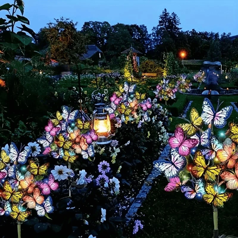 FlutterGlow Solar LED Butterfly Flower Lights For Outdoor Garden Decor 1